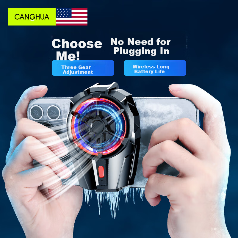 CangHua Wireless Cooling Phone Stand with Fan for Apple, Black Shark 2 Pro, Red Magic, IQOO, OnePlus, OPPO, Xiaomi, Huawei, Honor, PUBG, Honor of Kings, Air Conditioning Cooling Device AI