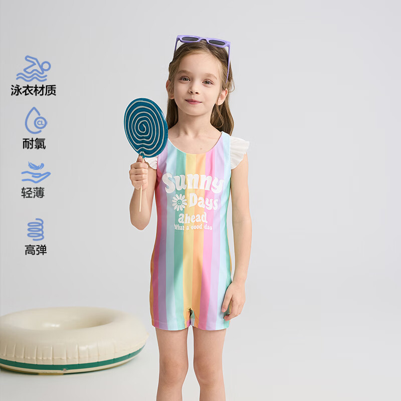 Aimer Kids Vacation Swimsuit Set for Girls, Sun Protection 50+, Chlorine-Resistant One-Piece Style 150