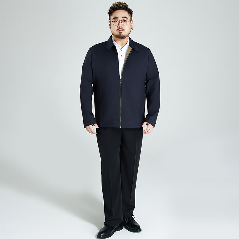 Ayoupang Large Size Business Executive Jacket for Middle-Aged And Elderly Men, Lapel Collar Coat, Navy Blue, 3XL (180-200 Jin)
