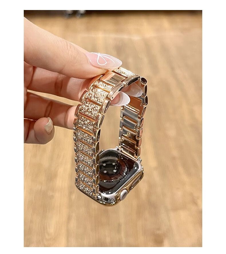 Biaodaige New Starry Sky Compatible with Apple Watch Band for Apple Watch S10/11, Full Diamond IWatch Summer Breathable Metal Women's Style with Silver Protective Case 42MM 9