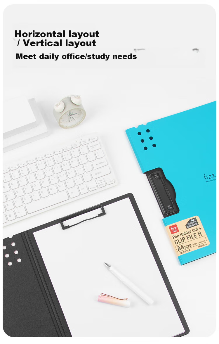 Fizz High-Quality A4 Vertical Thickened Hard File Folder/Leaving Board/Folded Board/Colorful Document Folder/Office Supplies Poetry Recitation Contract Board Exam Paper Storage Folder White A6381 9