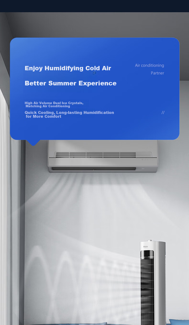 Haier Air Cooler, Home Cooling Fan, Quiet Electric Fan, Cold Air Machine, Water-Cooled Tower Fan, Humidifying Air Conditioner, Self-Operated Bladeless Fan, Powerful Cooling Mini Air Conditioner HFZ-J8625A 11