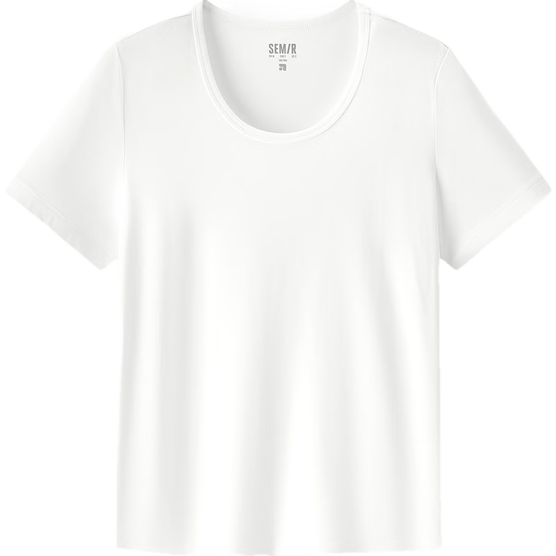 Semir Women's Short Sleeve T-Shirt, Cropped Fit, Slimming, Regular Shoulder, Inner Wear, Summer Cool Feel, Fitted Base Shirt, 109326100001
