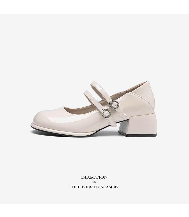 Dusto Women's Shoes 2026 Spring New French Style Low-Cut Mary Jane Elegant High Heels Slimming Leather Shoes 18