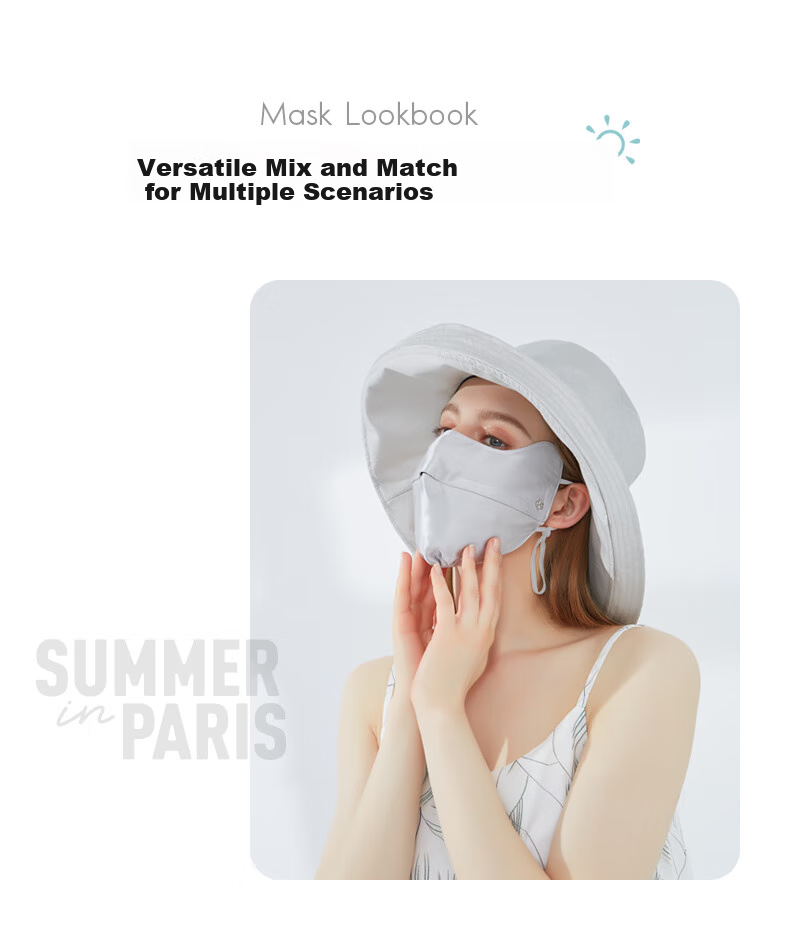 ELLE [100% Silk] Sun Protection Face Mask for Women, Eye Corner Protection, UV-Resistant Mulberry Silk Face Mask, Mid-Autumn Festival Gift 18