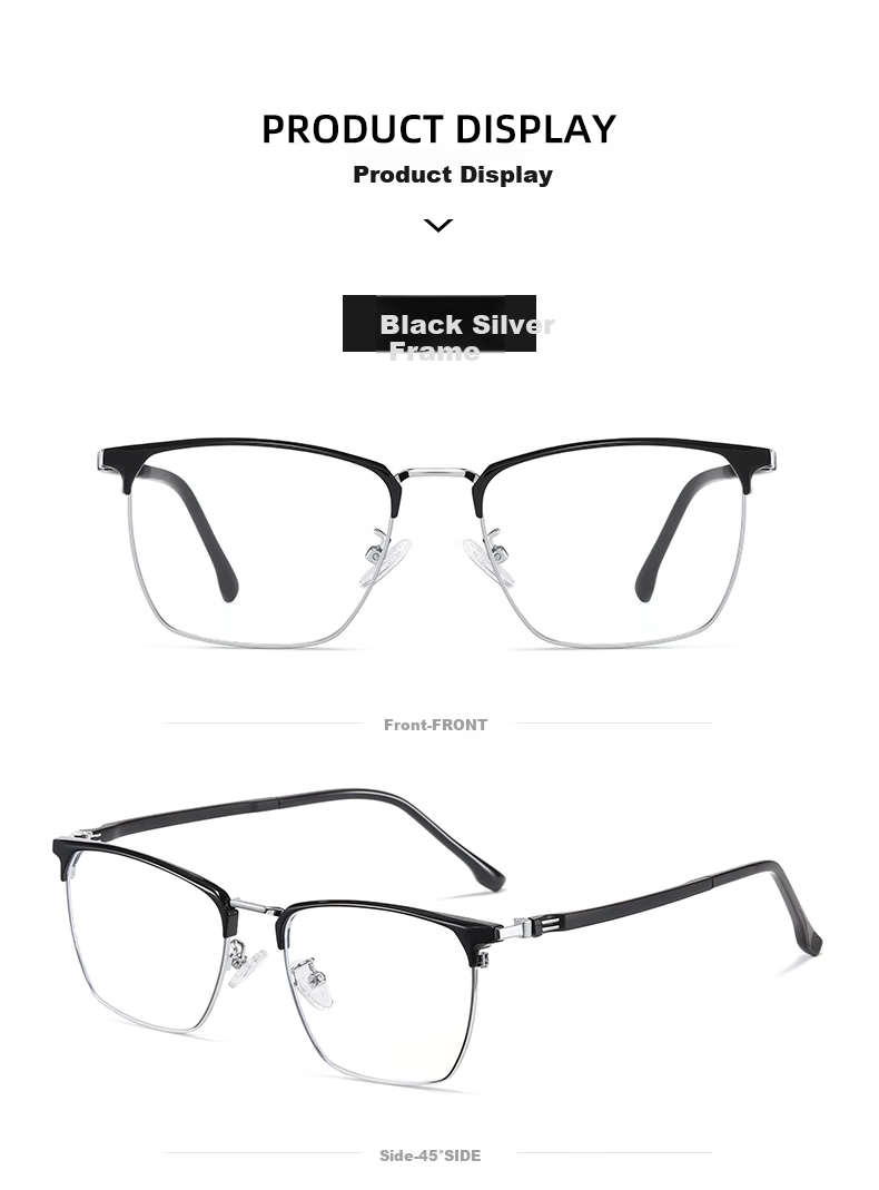 GOGOSOON Large Face Semi-Rimless Reading Glasses for Men, High Definition Ultra-Light Eye Protection Anti-Blue Light Fashionable Presbyopic Glasses for Middle-Aged And Elderly High-End Wome 15