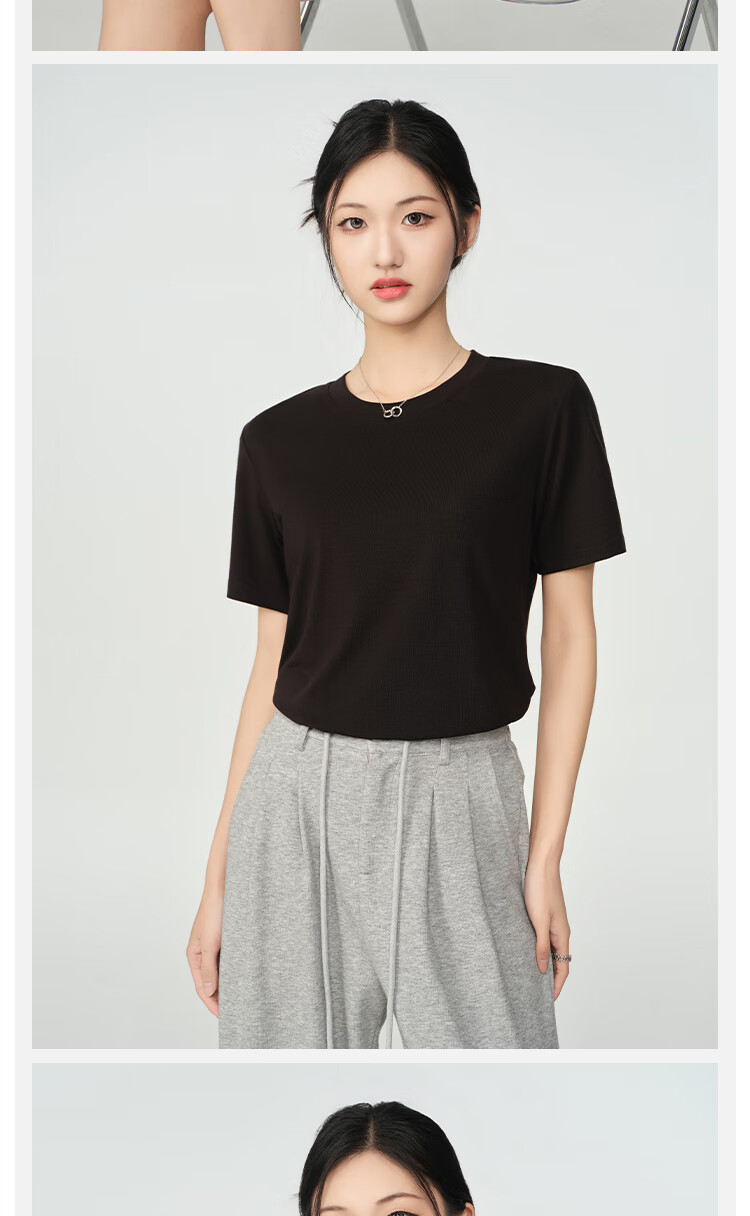 BOPRUIEY [Quality You Can Trust] Lyocell Short-Sleeve T-Shirt for Women, Summer Ice Silk Wrinkle-Resistant Solid Color Slimming Round Neck Top 13