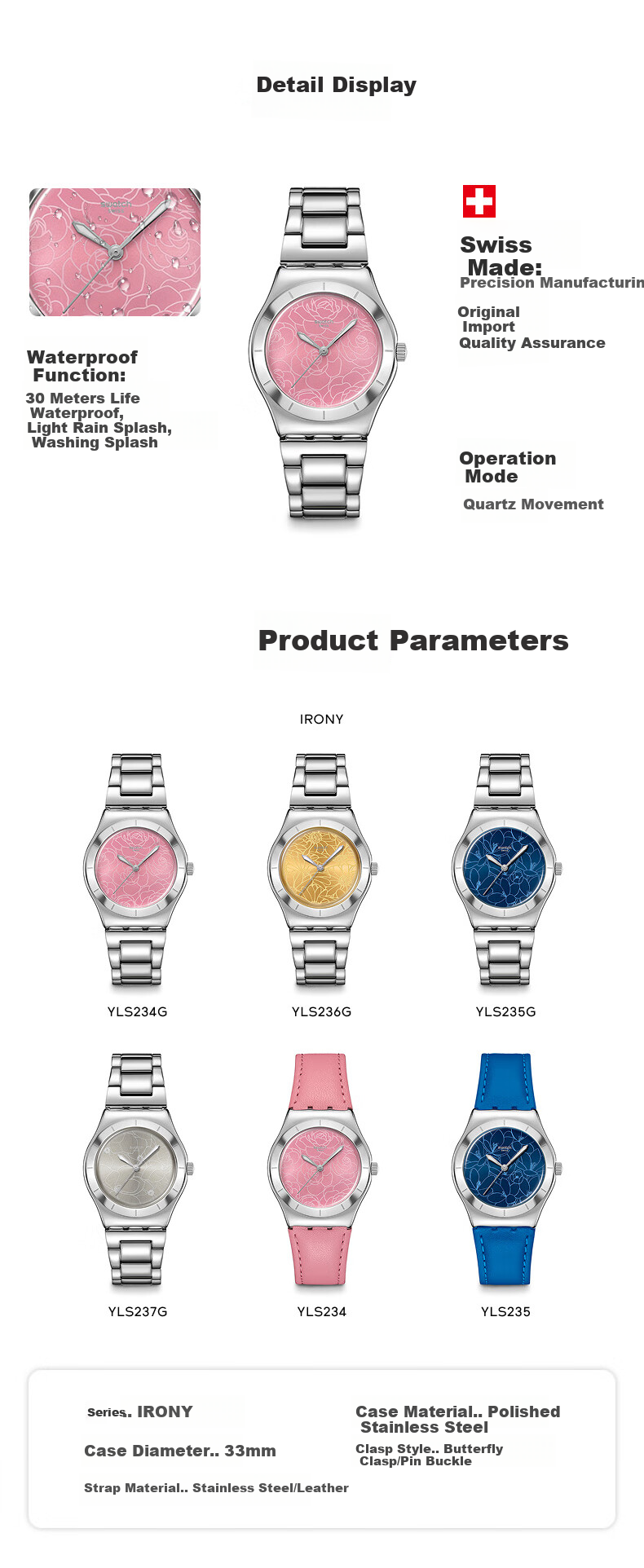 Swatch Swiss Watch, Metal Quartz Ladies Wristwatch, Gift for Girlfriend Or Wife, Holiday Present, Magnolia Language 5
