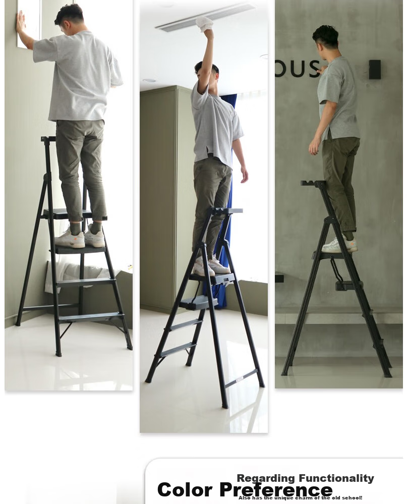 Werner Household Aluminum Alloy Ladder, Four-Step Folding Ladder, Wide Treads, Multi-Functional Ladder HB4-3CN 13