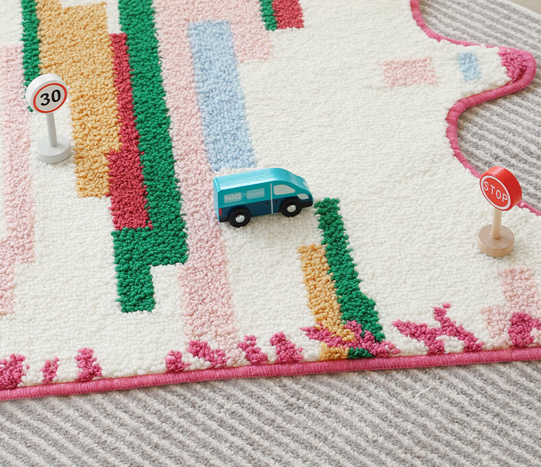 Saibosi Art-Grade Memphis Rainbow Zebra Children's Carpet for Girls' Bedroom Bedside Rug, 80x155cm 4