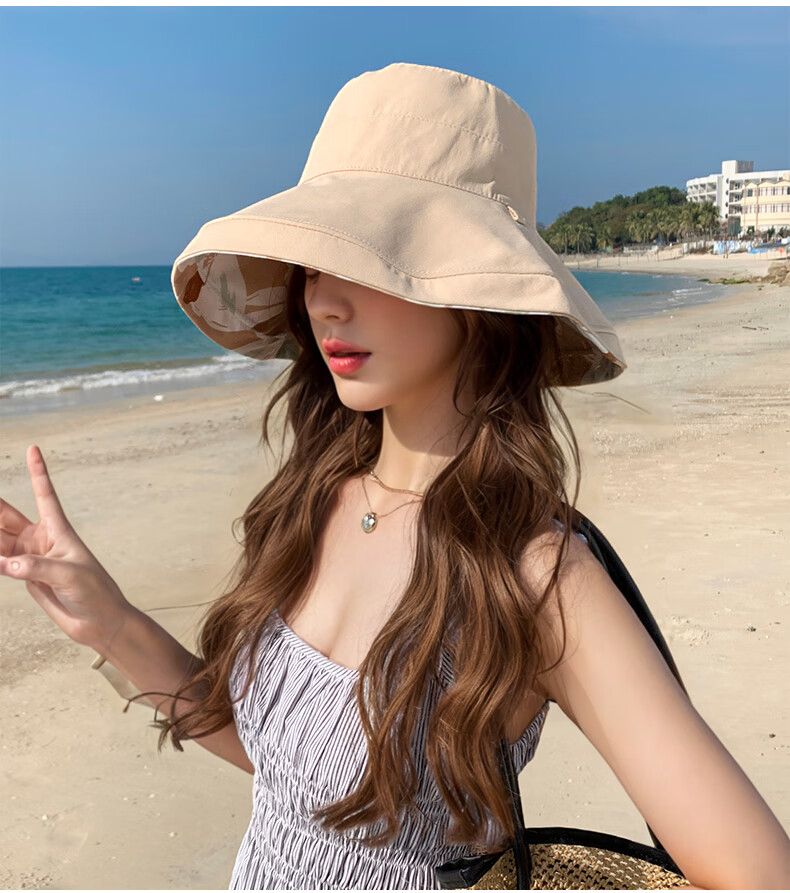 GLO-STORY Women's Sun Hat, Wide Brim Double-Sided Fisherman Hat, Casual Sun Hat, Outdoor Face-Covering UV Protection Hat for Wome 7