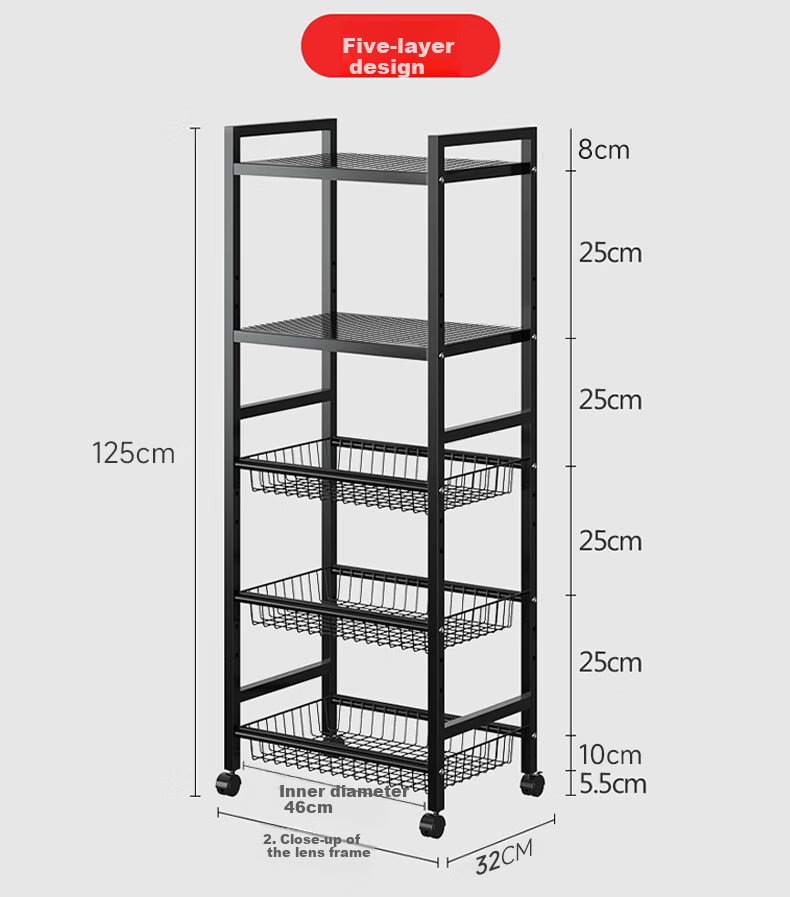 Shunyou Kitchen Storage Rack, Multifunctional Vegetable Basket, Storage Shelf, Fruit And Vegetable Organizer, Floor-Standing Multi-Layer Vegetable Rack, SY-083 13