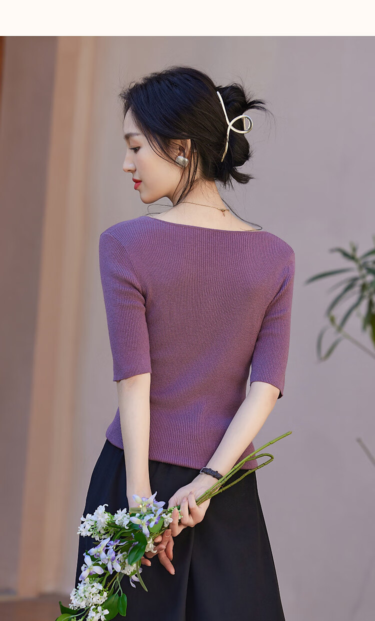 Dme [Ziteng Garden] Spring And Autumn Wool Blend Sweater, V-Neck Round Neck Cable Knit Sweater, Elegant Women's Top 11