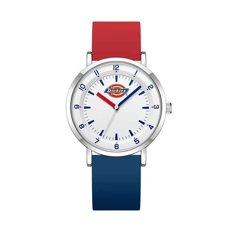 Dickies Student Watch for Teenagers, Middle And High School Students, Analog Exam Watch, Silent Birthday Gift for Boys, 539 Red And Blue