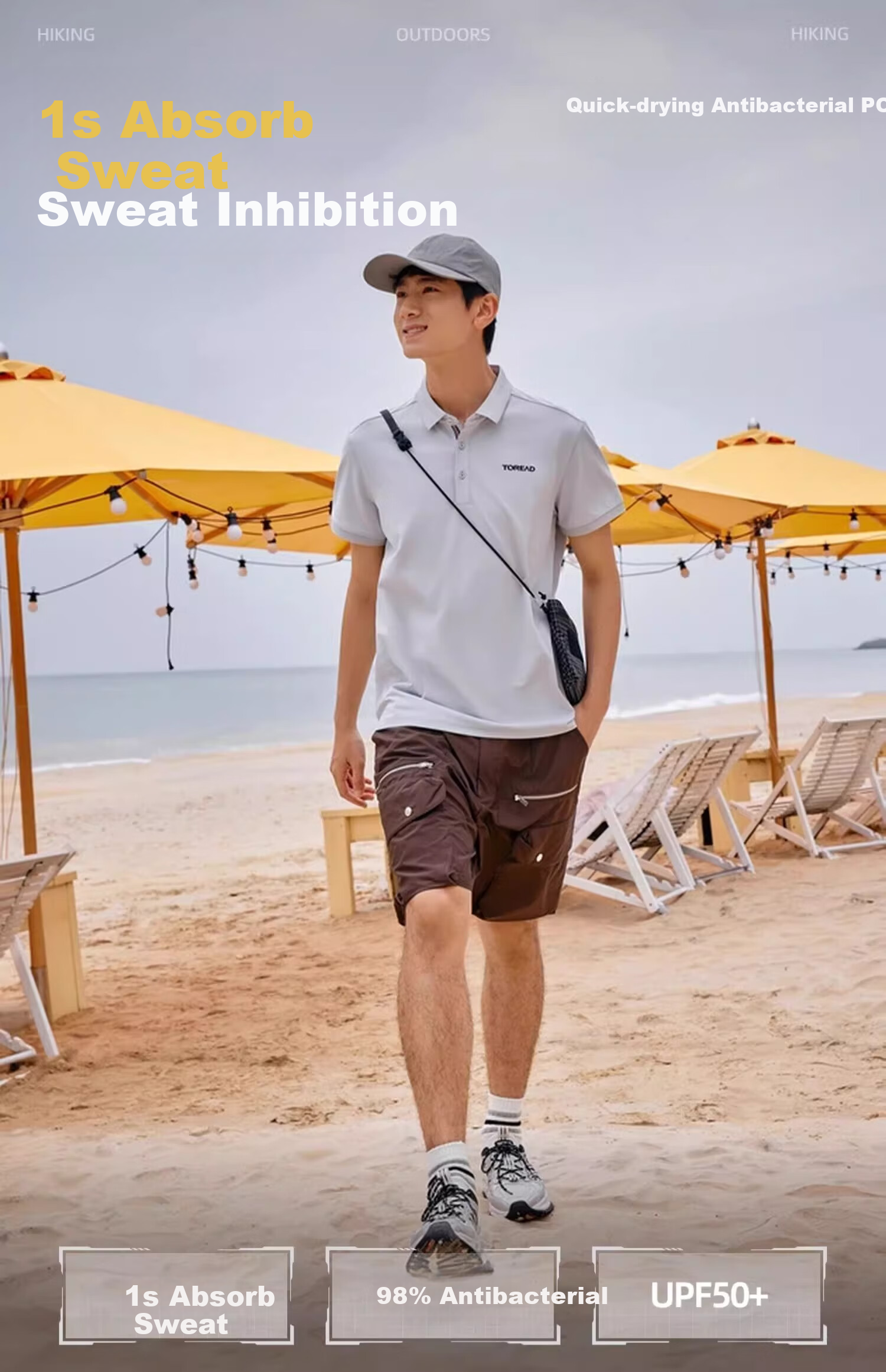 TOREAD Outdoor Sports Quick-Dry Breathable Half-Sleeve Polo T-Shirt Mountain Shadow Gray Men 3XL 2