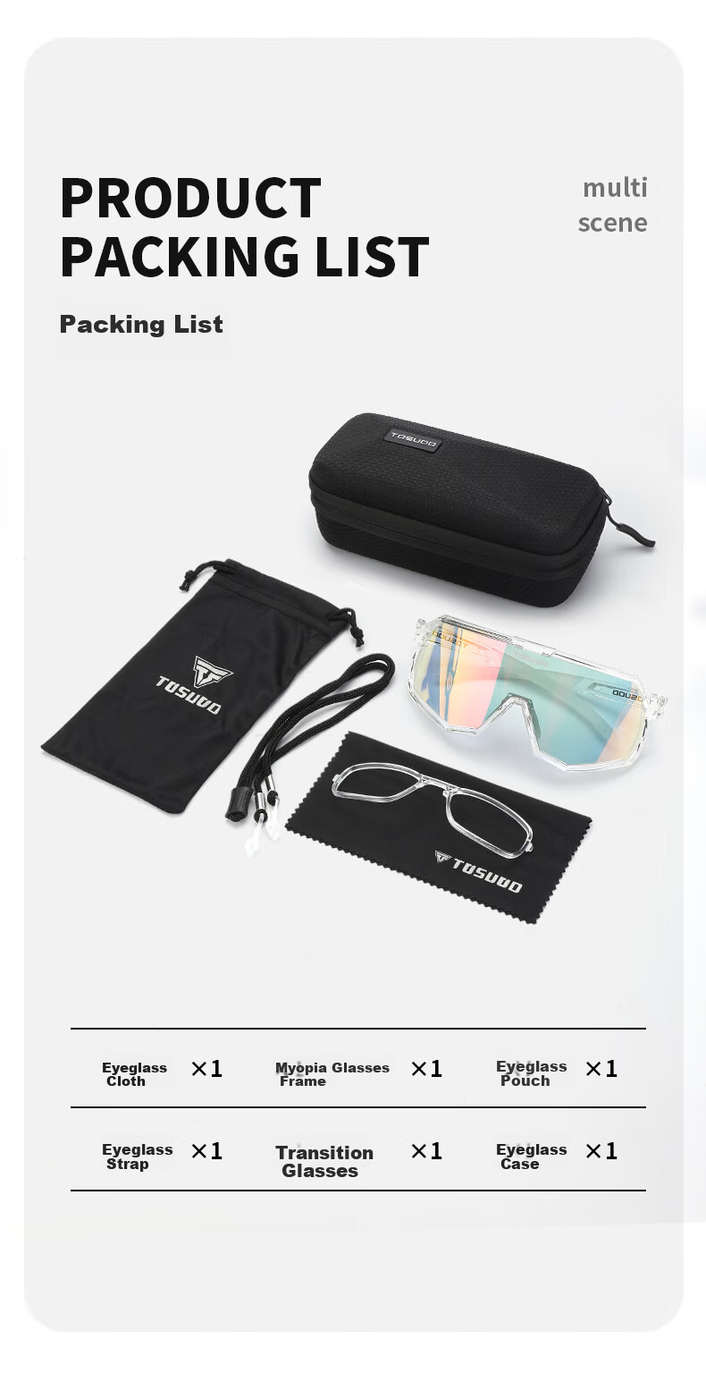 Tasiduizhang Bicycle Sports Cycling Glasses, Mountain And Road Bike Hiking Outdoor Windproof Transparent Photochromic Sunglasses 11