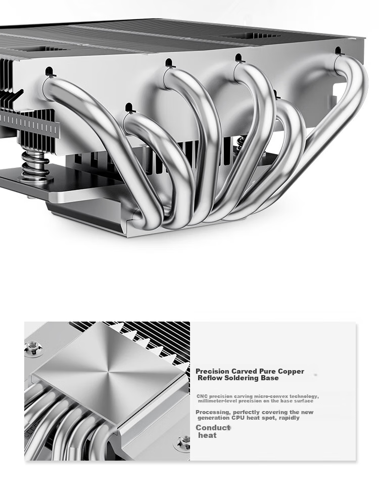 PCCOOLER RC600-67WH ITX Air-Cooled CPU Cooler (Bottom Pressure Type, 67mm Height, 6 Heat Pipes, 12cm Fan, Copper Base with Nickel-Plated Soldering, Supports AM5 1700) 8