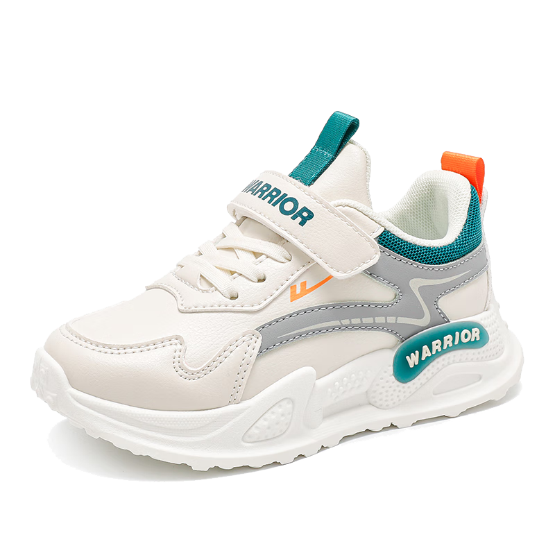 Warrior Boys' Running Shoes Spring Autumn Soft Sole Lightweight Children's Sports Shoes WZ(CL)-0852 Beige/Grey/Green Size 29