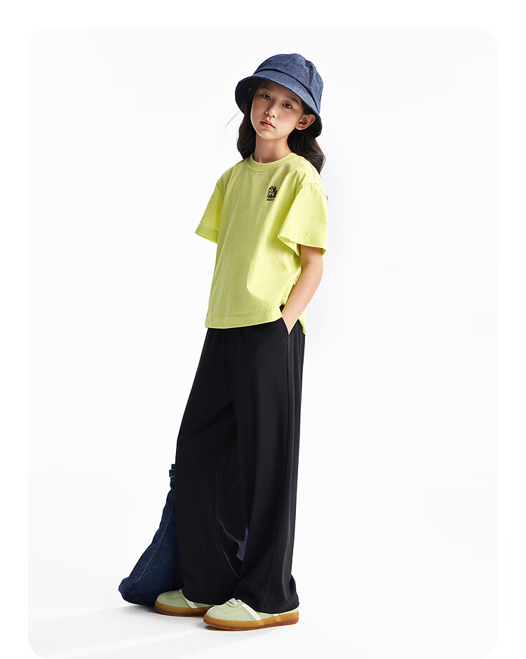 Annil Girls' Round Neck Short-Sleeve T-Shirt, 2025 Summer New Style, Pure Cotton, Casual, Moisture-Wicking, Breathable, Loose-Fitting, Fashionable 7