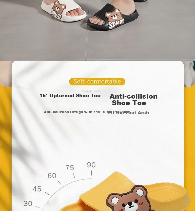 Huameijianbu Cute Bear Couple Thick-Soled Squishy Bathroom Indoor And Outdoor Soft-Sole Slippers HM33111 White Size 44-45 3