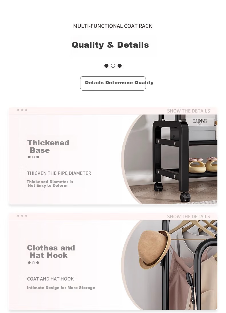 Quanpinwu Clothes Drying Rack, Floor-Standing, for Hanging Clothes on Balcony, Indoor, Bedroom, Dormitory, Home Use, Drying Pole, Simple Shoe And Hat Storage Rack 10