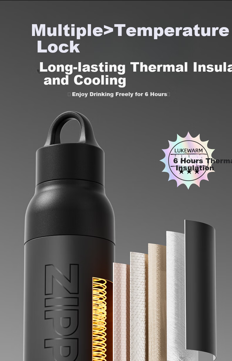 ZIPPO Insulated Mug, Large Capacity, Stainless Steel, Portable, Car-Friendly Water Bottle, Stylish Design, with Lid, Instant Open Cup for Couples, Gift 10