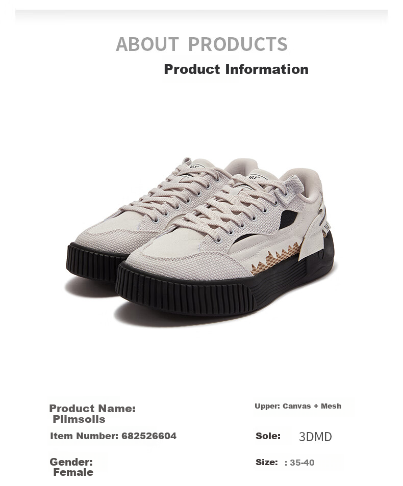 361° Women's Canvas Shoes, Spring And Summer Casual Breathable Flat Shoes, Low-Top Versatile Sneakers, 682526604-3 16