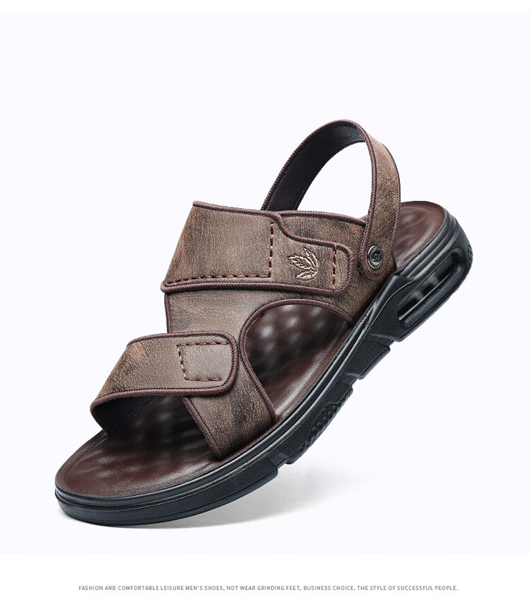 PLAYBOY Men's Outdoor Lightweight Breathable Trendy Comfortable Fashion Air Cushion Sandals Gray Brown Size 42 16