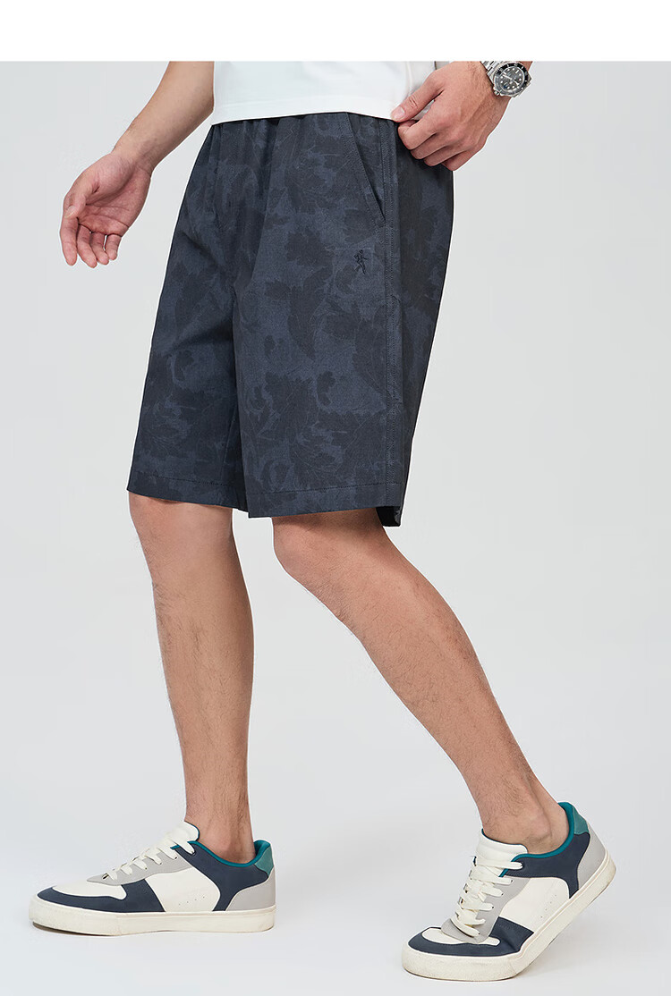 DANCING WOLVES [National Trend All Over] Summer Lightweight Elastic Waist Loose Breathable Men's Casual Shorts, 102 Dark Blue, Size L 3