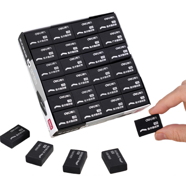 Deli (deli) 72 Black Erasers, Student Art Exam Special Erasers, Middle School Entrance Exam Stationery, Back-To Supplies for Students, Small Size High School Entrance Exam Blessing Gift