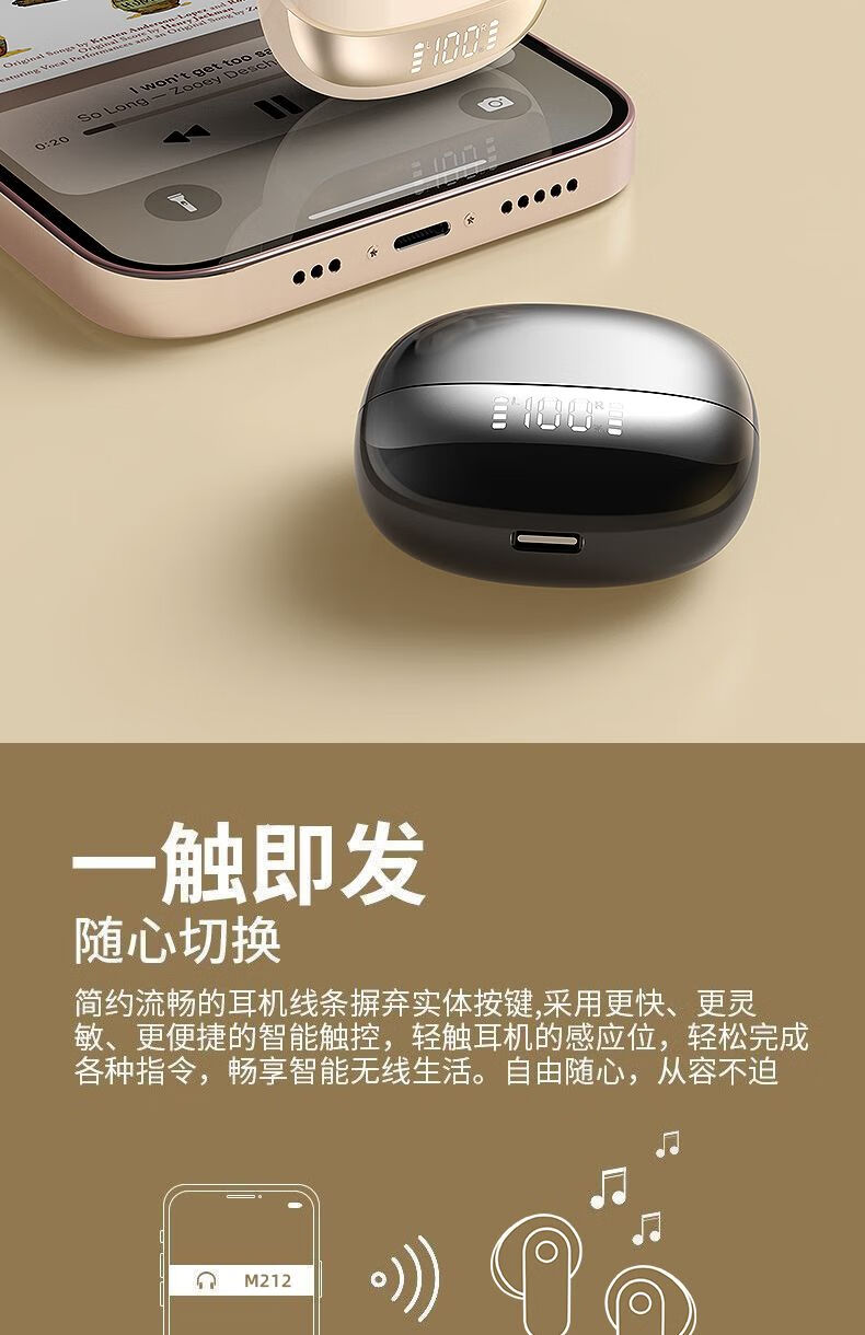 EARISE [Berlin Voice] Mini Compact Short Handle True Wireless Noise-Cancelling Semi-In Earphones for Music, Sports, Gaming with Low Latency And High Sound Quality Bluetooth Headphones M212 White 13