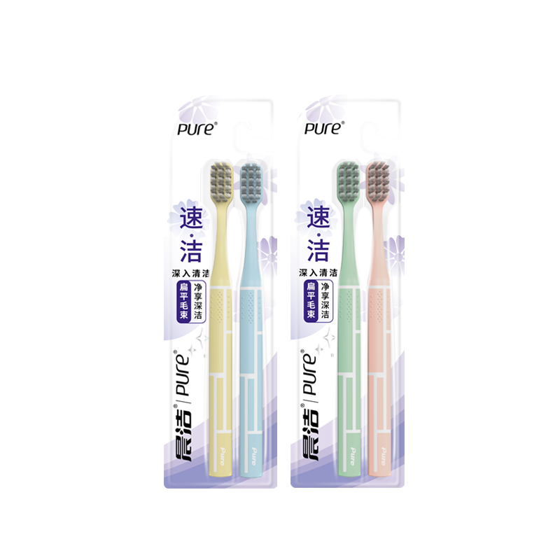 Chenjie Adult Quick Clean Toothbrush 6-Pack Dual Cleaning High-Efficiency Stain Removal Soft Gum Care Unisex Random Color