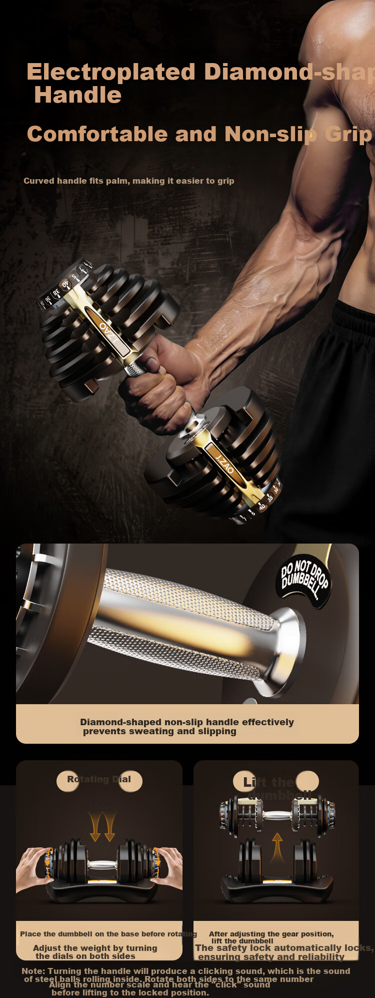 JD Original Adjustable Dumbbell Set, Men's Home Gym Equipment, Strength Training Fitness Gear, 40kg Capacity 9