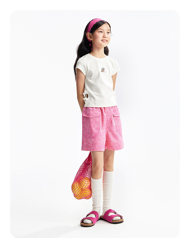 Annil Girls' Round Neck Short-Sleeve T-Shirt, 2025 Summer New Casual Elastic Slim-Fit Cute Fashionable Stretchy Top 7