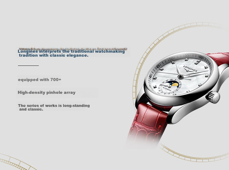 LONGINES Swiss Watch, Master Collection Moonphase Wristwatch for Women, Leather Strap Mechanical Watch L24094872 2