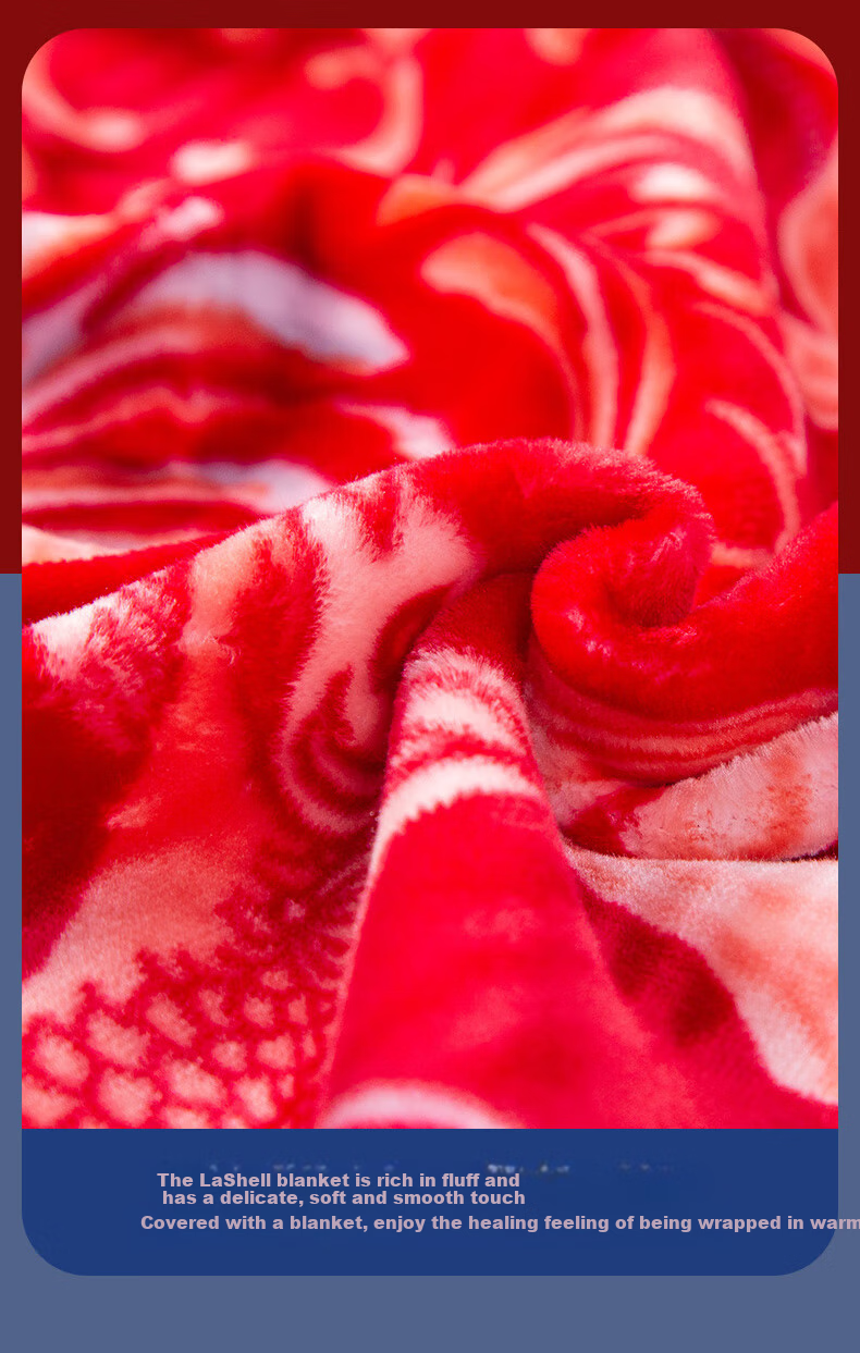 FUANNA Home Textiles Wedding Celebration Double-Layer Ruched Throw Blanket, Thickened Warm Dragon And Phoenix Wedding Blanket 200*230cm 8 Ji 3