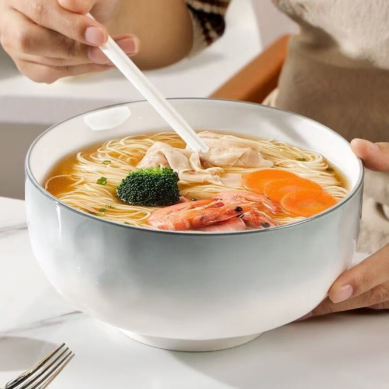 CERAMICS Premium Soup Bowl, Large Size, Underglaze Color, for Home Use, Noodle Bowl, Smoky Rain Ballad Soup Bowl, 8 Inches, Set of 2, Mid-Autumn Festival