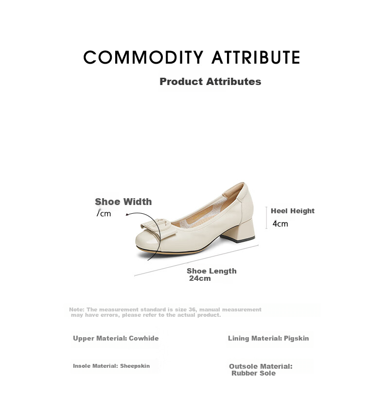 TATA White Casual Shoes, Women's Commuter Flats, Spring New Style Chunky High Heels, Apricot Color, Size 38 2