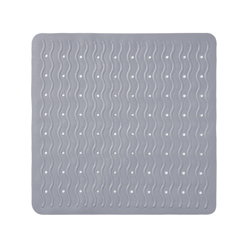 RIDDER German Imported TPE Bathroom Non-Slip Mat, Wave Pattern with Holes, Ball Cement Gray, 54*54cm, Suction Cup Anti-Fall