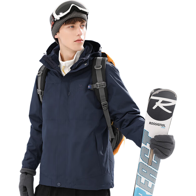 CAMEL Waterproof Three-In Detachable Two-Piece Outdoor Jacket, 120-1 Black, Women's Size L