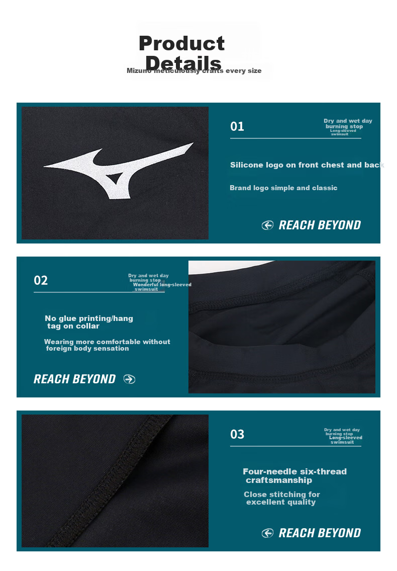 MIZUNO Men's Swimwear, Sports Fitness Quick-Dry, Hot Spring, Plus Size, Long Sleeve, Sun Protection, Beach Diving Surfing Suit, A1105 Black 3XL 11