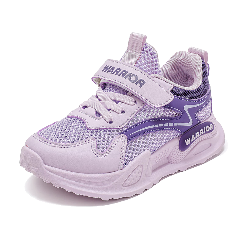 Warrior Children's Shoes, Girls' Sports Shoes, Summer Single Mesh Breathable Running Shoes WZ(CL)-0694 Light Purple Deep Purple 33