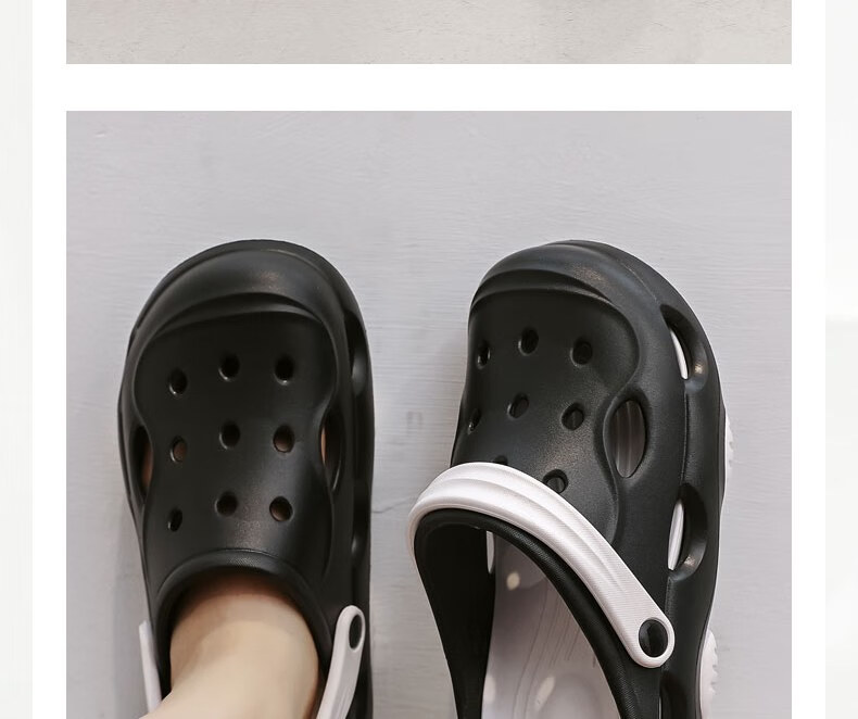 Huameijianbu Men's Outdoor Quiet Thick-Soled Non-Slip Beach Sandals with Perforated Design, HM2426 White And Black, Size 40-41 28