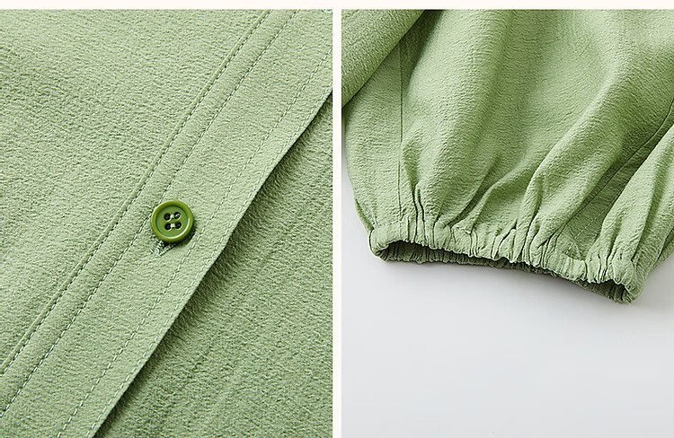 Demana [Su Jian Aesthetics] Summer Acetate Polyester Shirt with Panel Stitching and Elastic Lantern Sleeves Women's Top 30