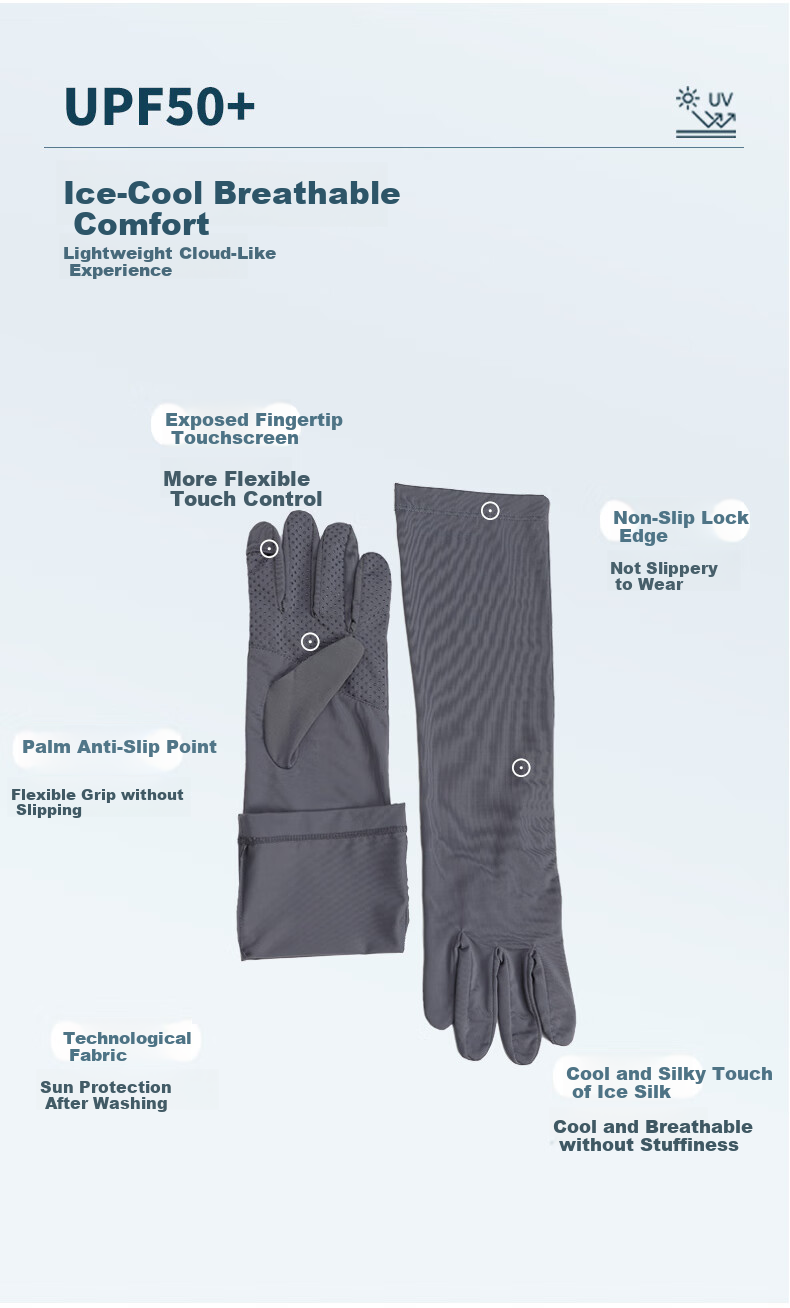 MISSION UV Ice Silk Sunscreen Gloves for Men Summer Outdoor Driving Cycling Sun Protection UV Fishing Gloves for Men 2