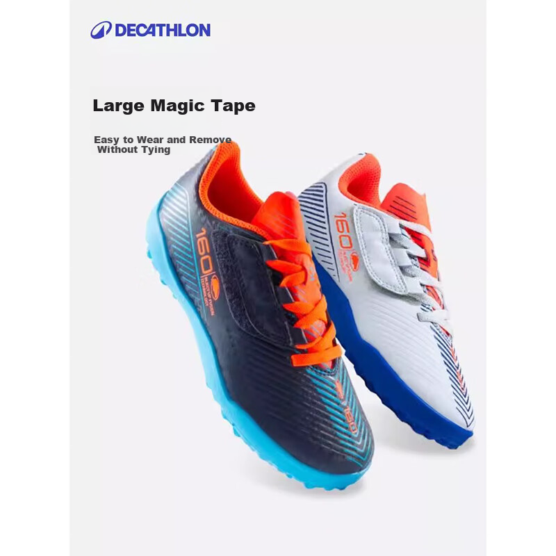 DECATHLON Youth Hard Ground Cleats Soccer Shoes Artificial Turf Training Shoes White And Blue Size 38 4503630
