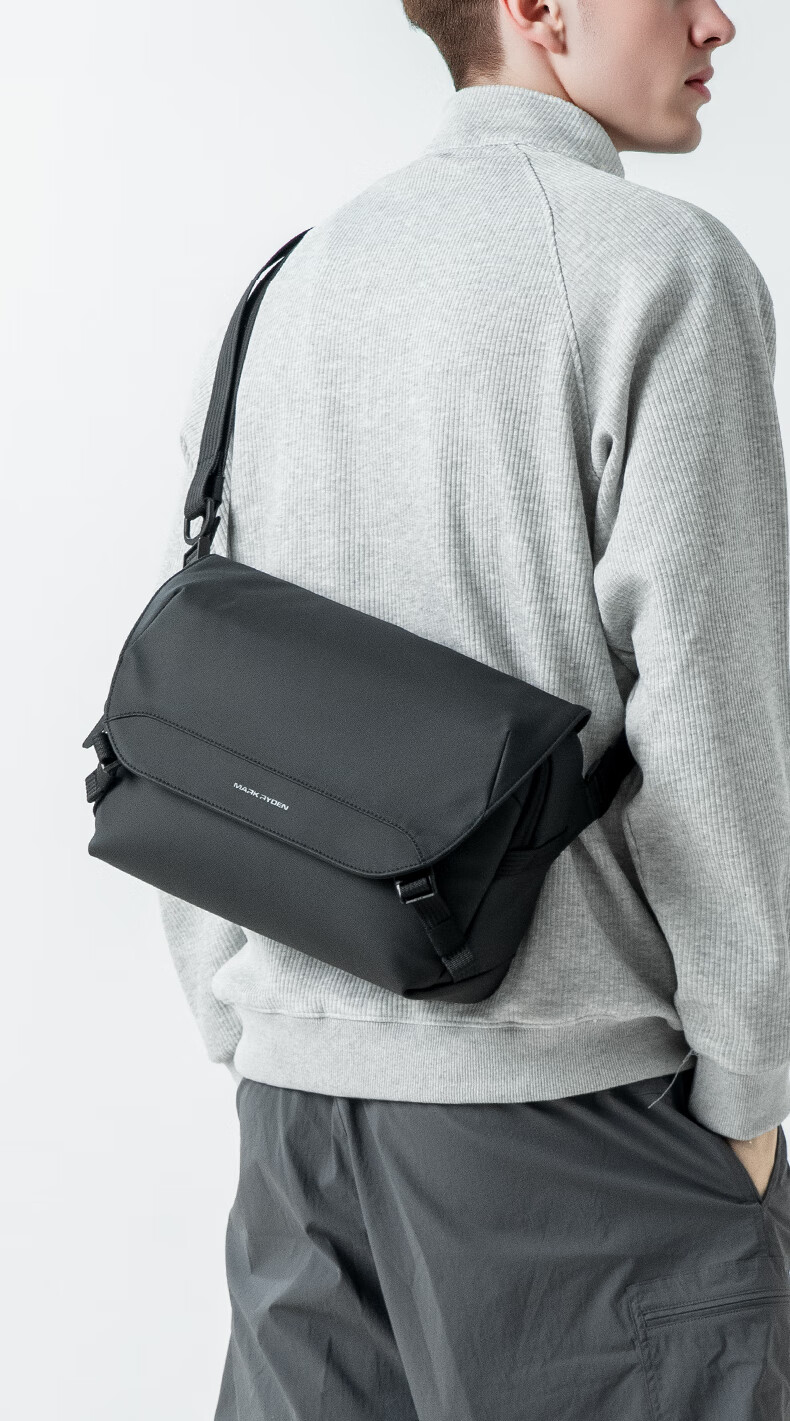 MARK RYDEN Crossbody Bag for Men, Large Capacity Portable Commuter Shoulder Bag, Casual Lightweight Messenger Bag for Outings, Elegant Black 2