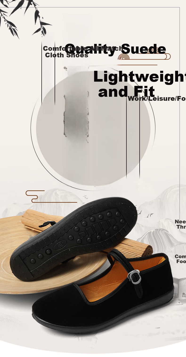 FOOTOPPO Old Beijing Cloth Shoes for Women, Beijing Traditional Cloth Shoes for Ladies, Middle-Aged And Elderly Women's Shoes, Soft Sole Non-Slip Elderly Shoes, Thick-Soled Women's Style 1