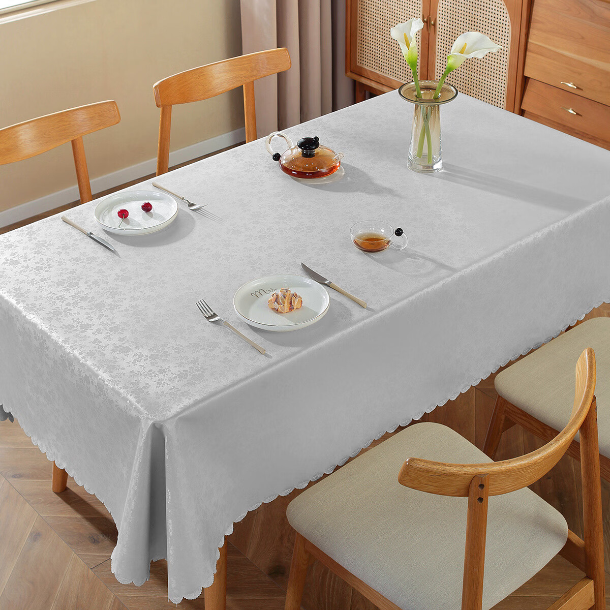 Mihua Tablecloth, Waterproof, Oil-Proof, Scald-Proof, PVC, Heat-Resistant, Washable-Free Table Cover, Protective Pad, Luxurious High-End Feel Tablecloth, 1.4*2.2