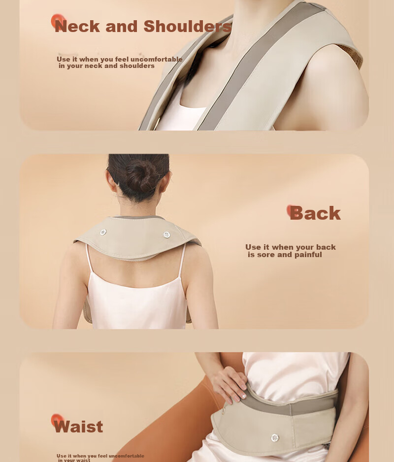 GKN Percussion Massage Shoulder Pad, Hot Compress Kneading, Multifunctional Neck And Waist Massager, GKN-PJAMQ 13